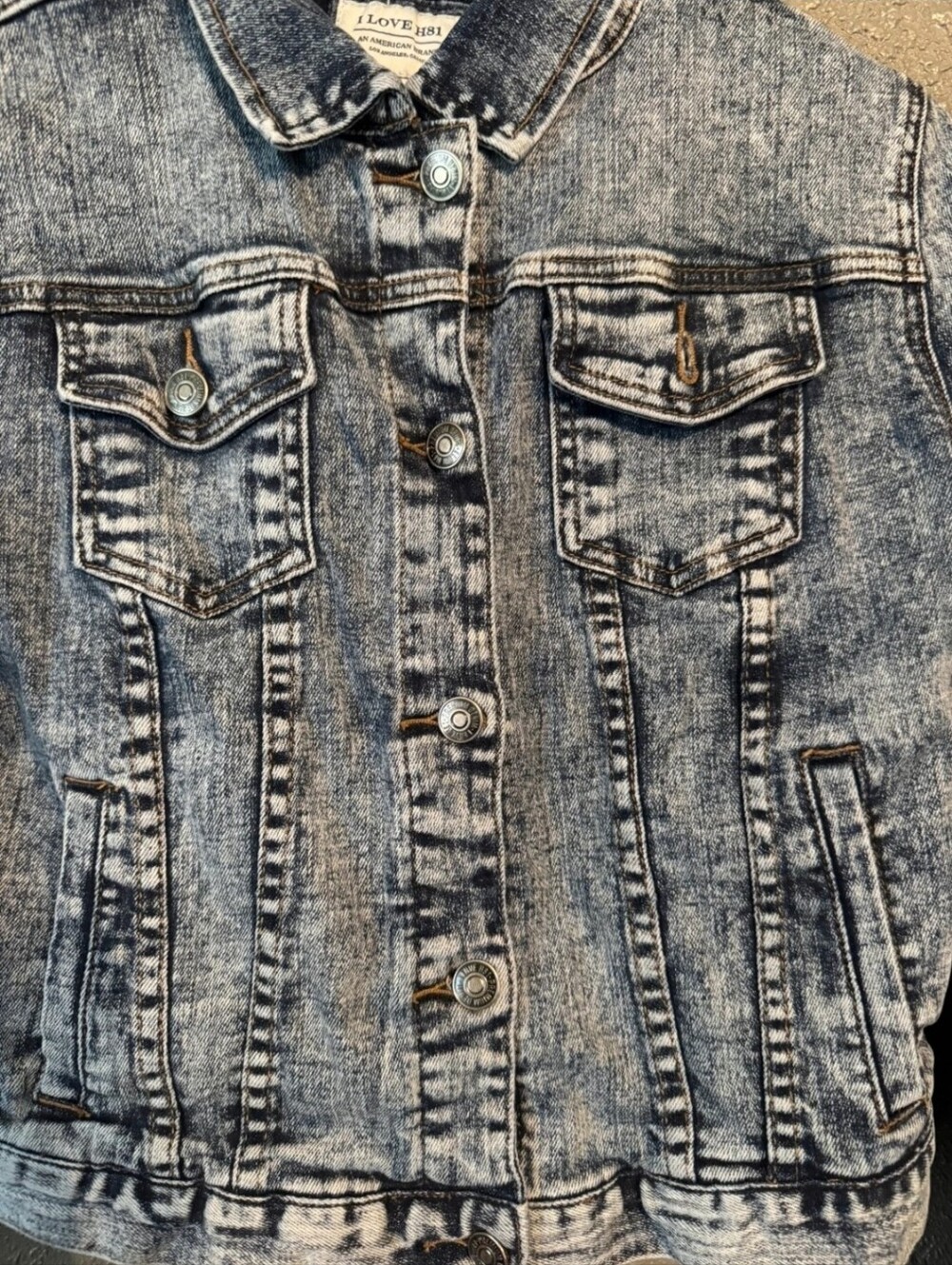 I Love H81 Acid Wash Denim Jean Jacket Size Large American Brand Size Large - Picture 5 of 5